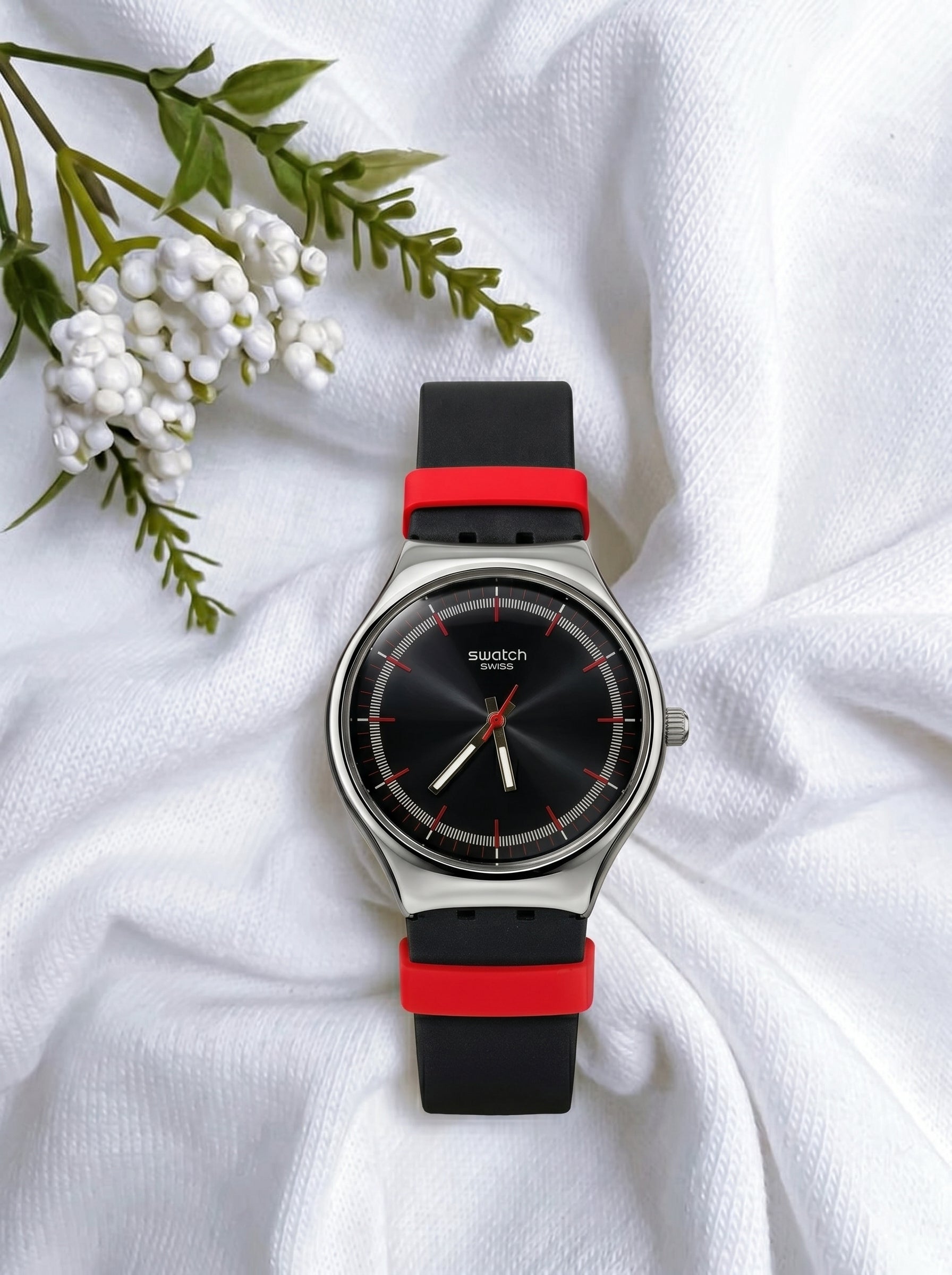 swatch black red grey