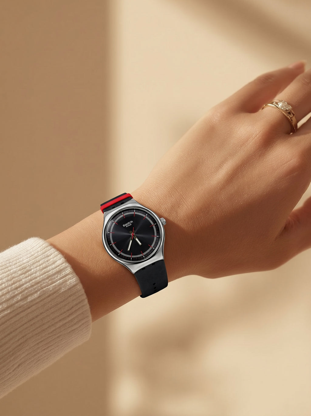 swatch black red grey