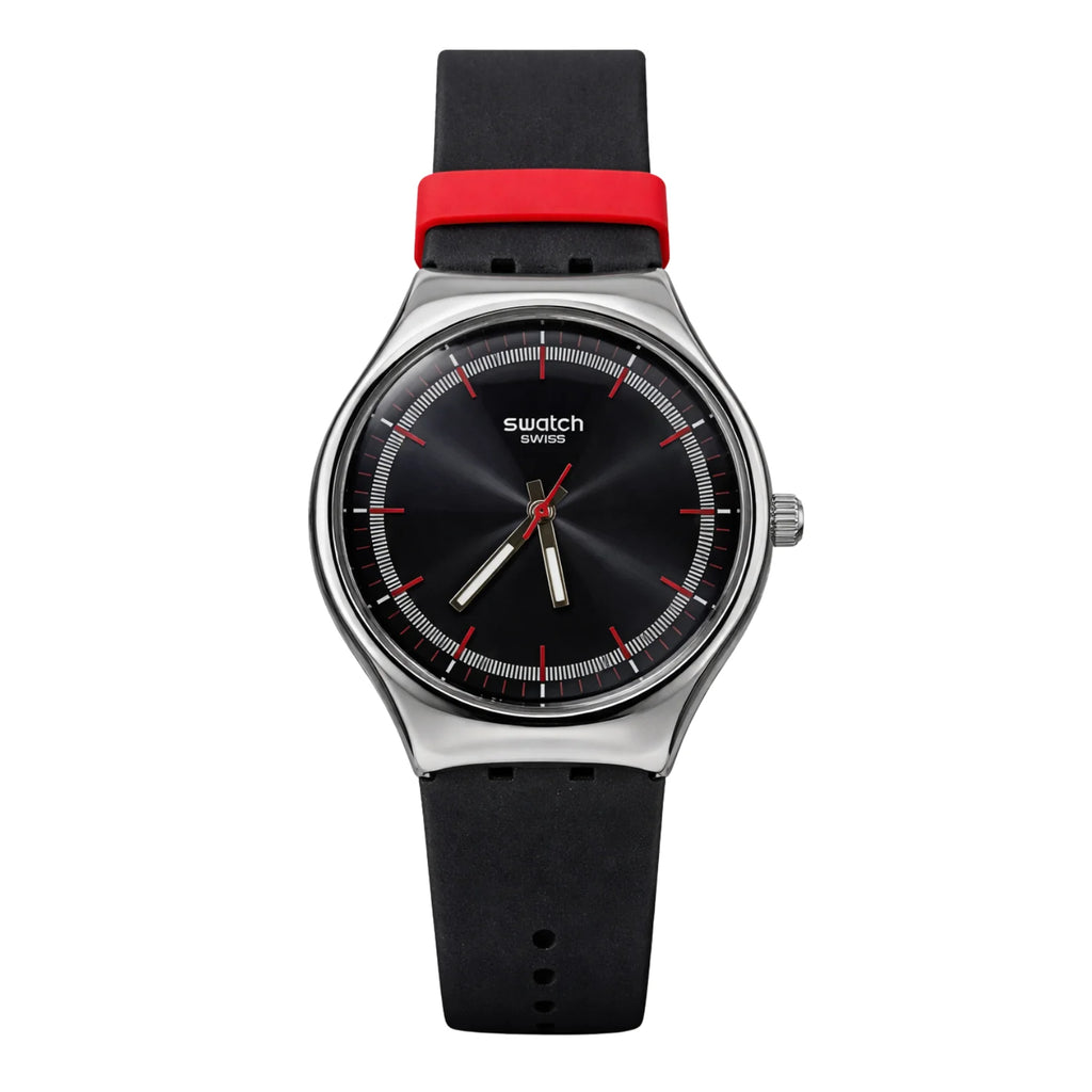 swatch black red grey