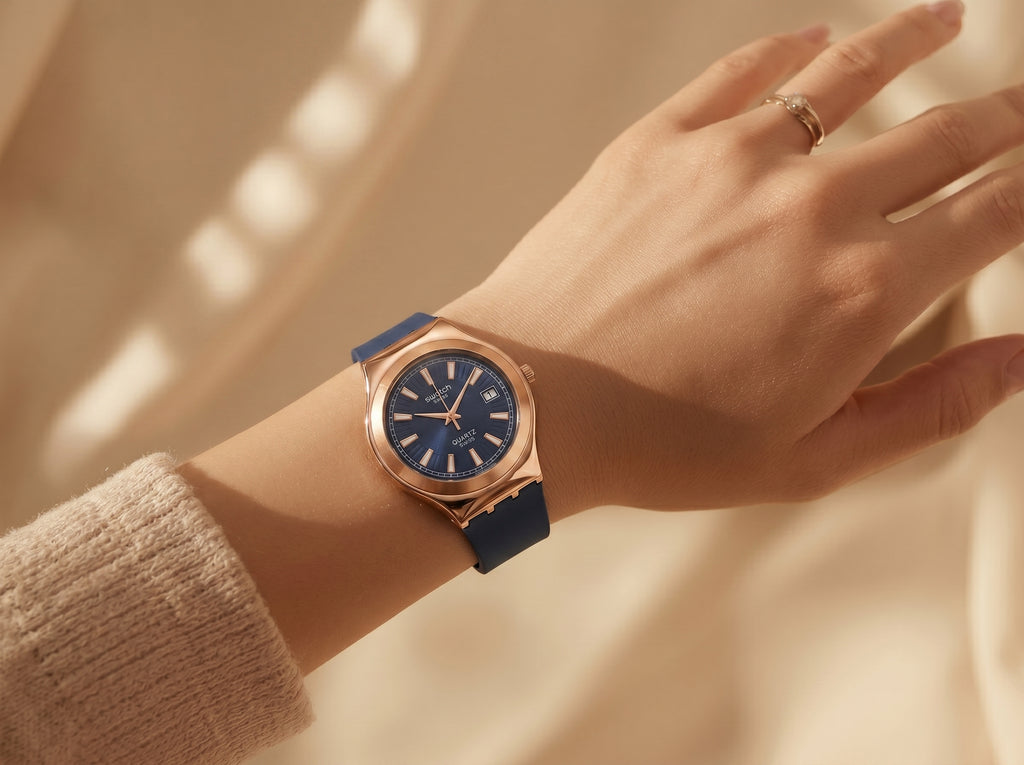 swatch blue marine gold